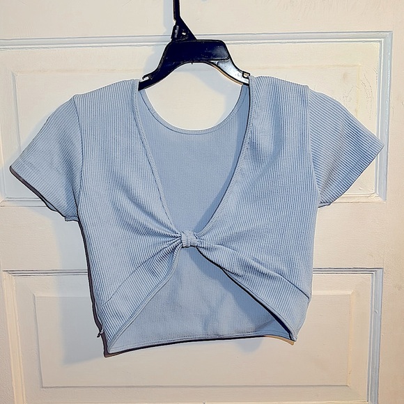 Aeropostale Tops - Aeropostale Sky Blue Ribbed Cropped Top